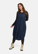 Pinafore Dress in Denim Blue with Fine Texture 'Bella'
