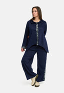 Μπλούζα 'Delina' Τζιν – ναυτικό, ρέον & με λεπτομέρεια εκτύπωσης